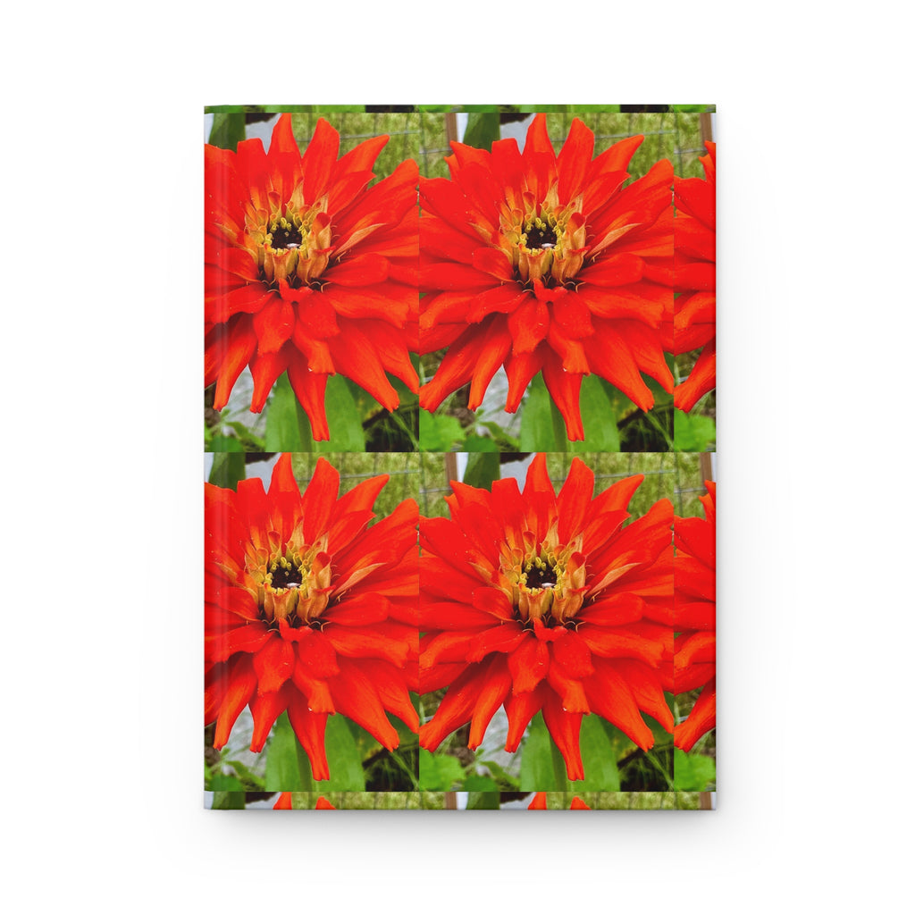 Red Dahlia Hardcover Journal — Floral Notebook for Gardeners & Nature Lovers