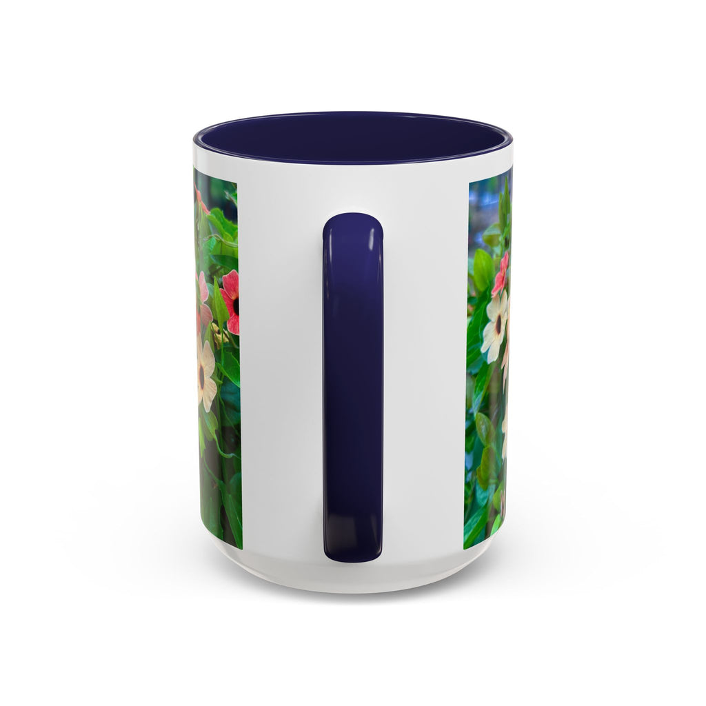 Floral Vinca Accent Coffee Mug — Pink & White Petunia Garden Design (11/15oz)