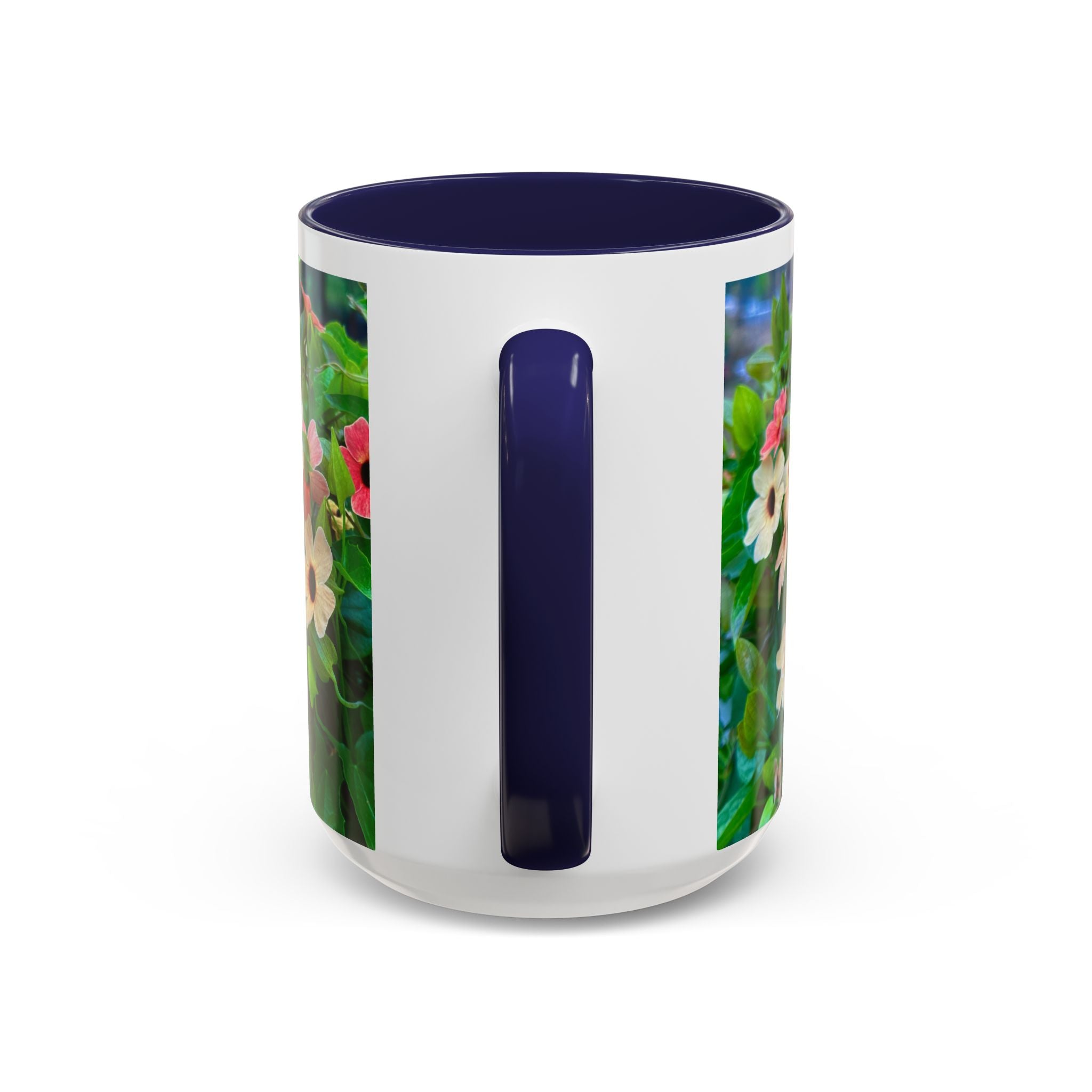 Floral Vinca Accent Coffee Mug — Pink & White Petunia Garden Design (11/15oz)