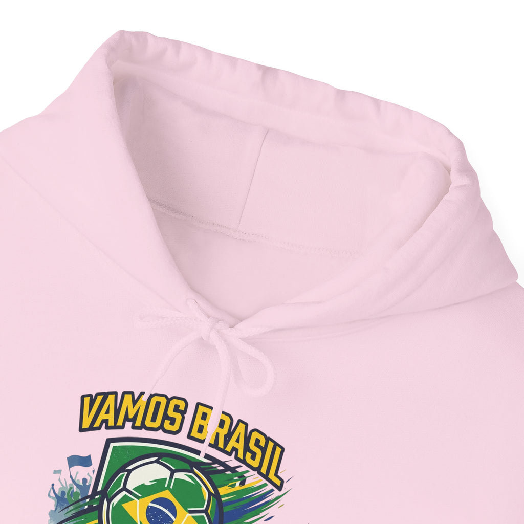 VAMOS BRASIL Retro Soccer Crest Hoodie — Brazil Flag Country Pride