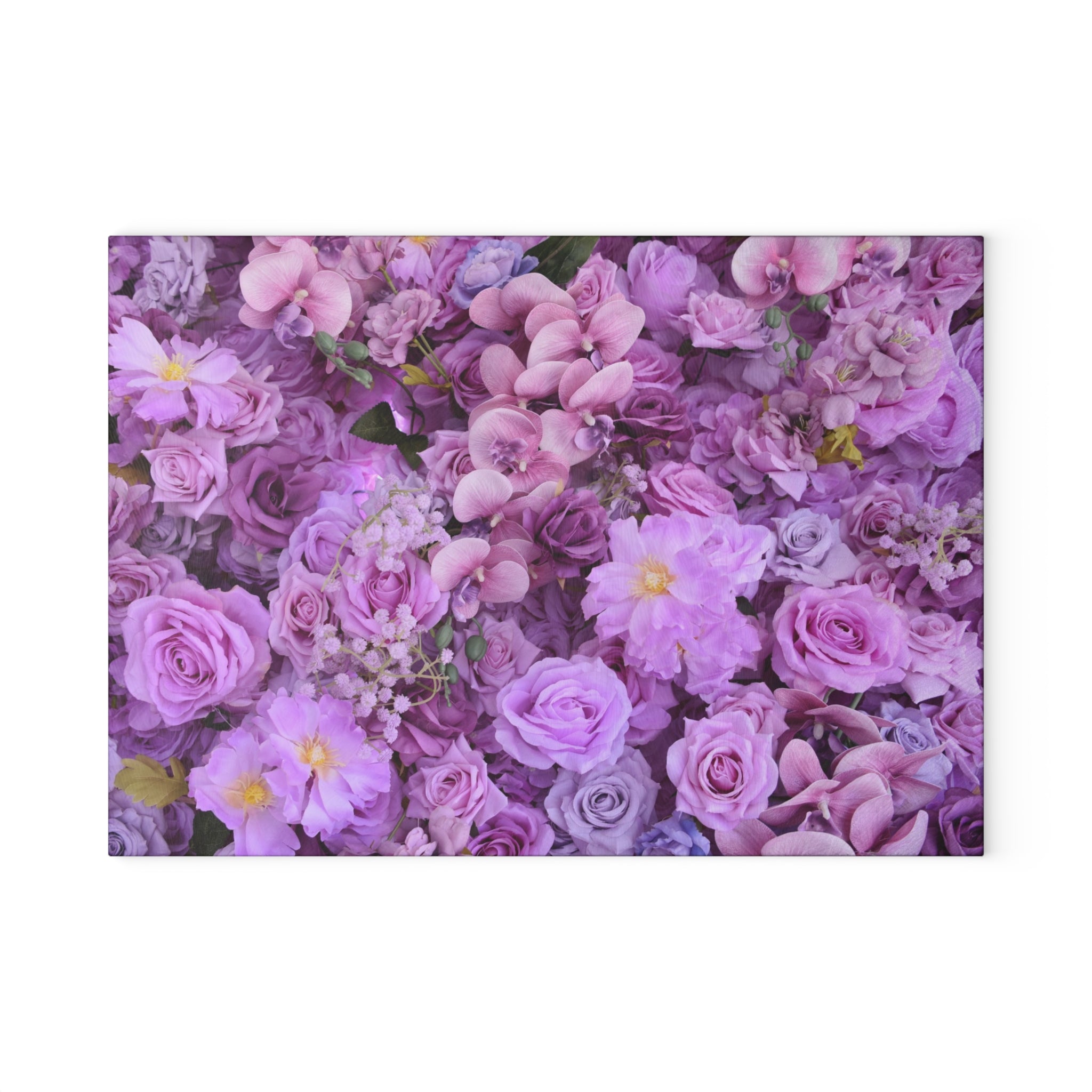 Floral Purple Roses Glass Cutting Board — Decorative Kitchen Chopping Board
