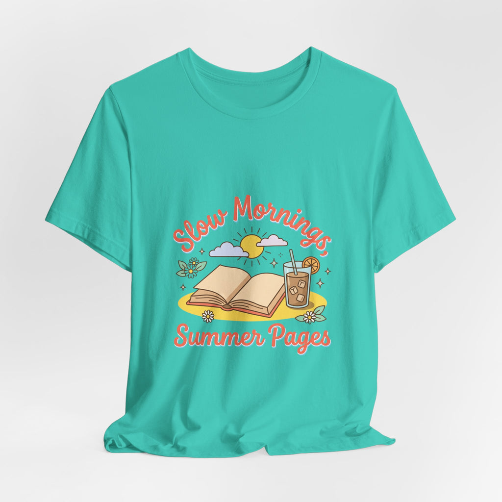Slow Mornings Summer Pages Tee — Pastel Coastal Summer Shirt