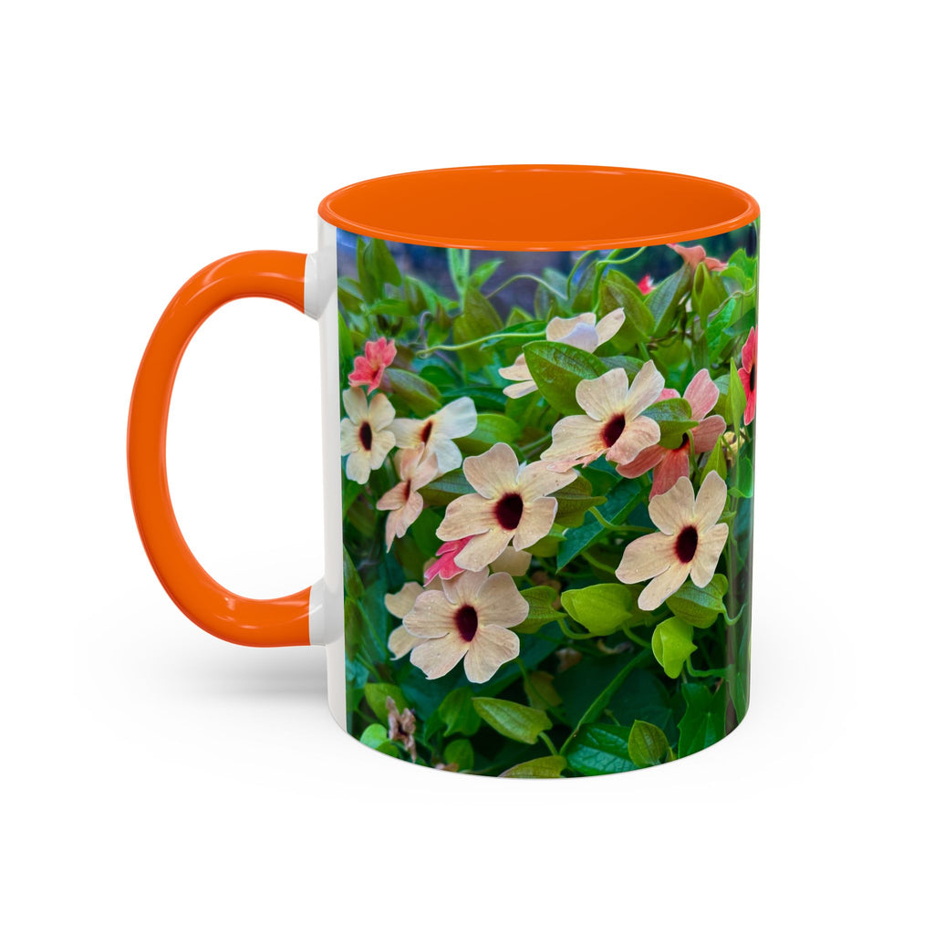Floral Vinca Accent Coffee Mug — Pink & White Petunia Garden Design (11/15oz)