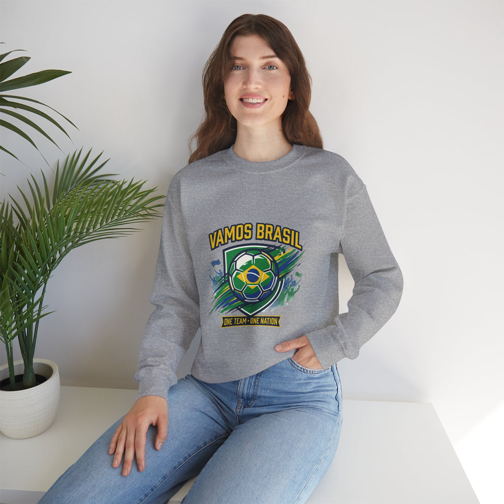 Vamos Brasil Crewneck Sweatshirt | Soccer Championship, Country Pride