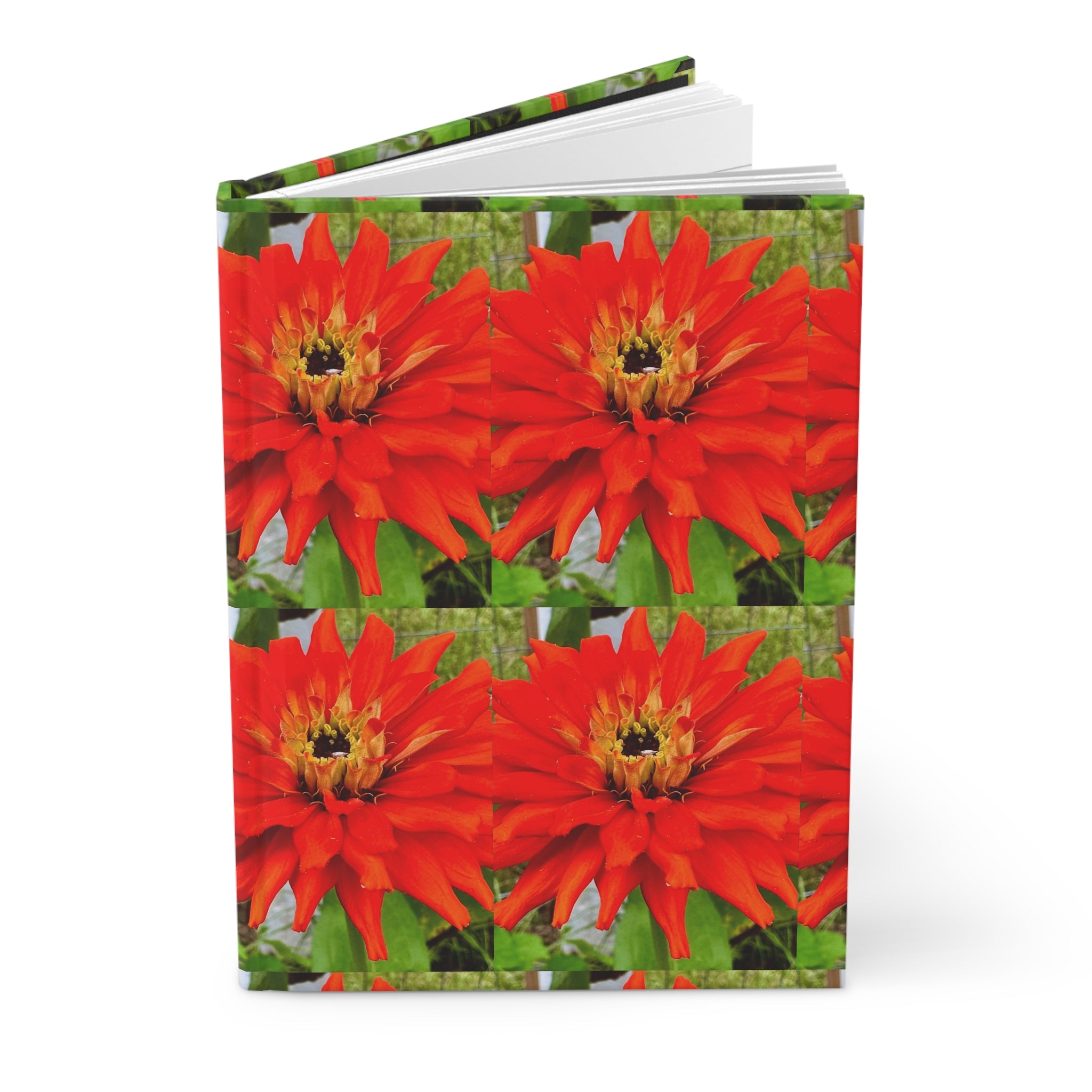 Red Dahlia Hardcover Journal — Floral Notebook for Gardeners & Nature Lovers