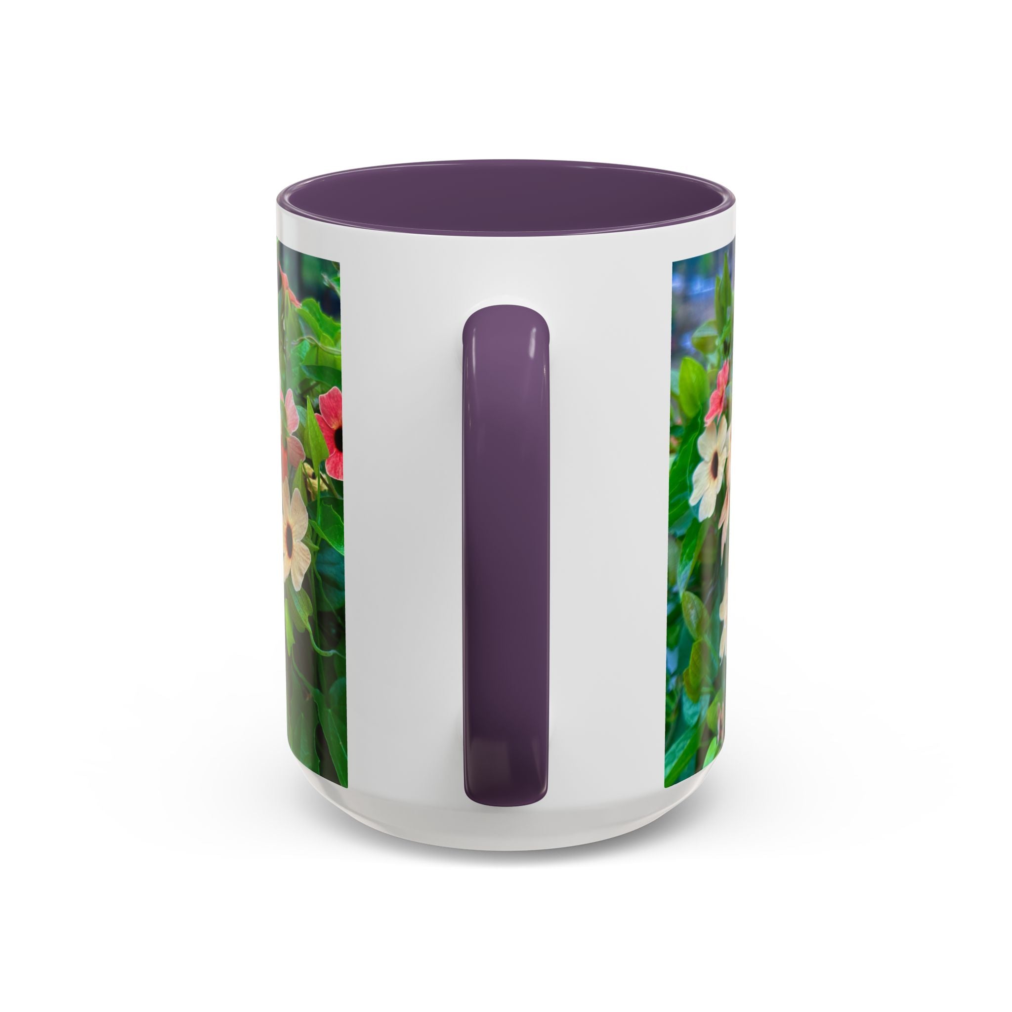 Floral Vinca Accent Coffee Mug — Pink & White Petunia Garden Design (11/15oz)