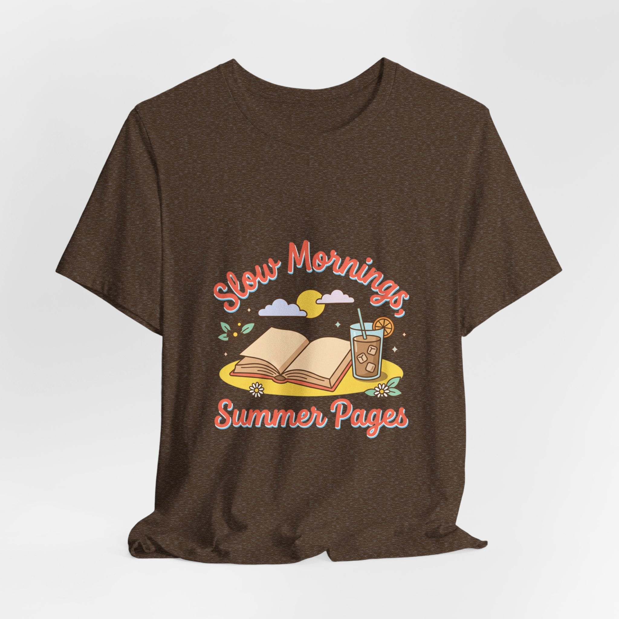 Slow Mornings Summer Pages Tee — Pastel Coastal Summer Shirt