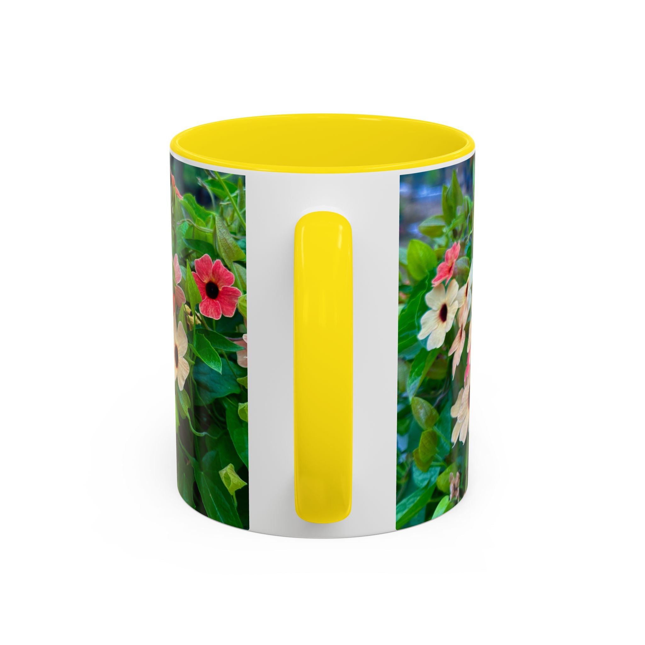 Floral Vinca Accent Coffee Mug — Pink & White Petunia Garden Design (11/15oz)