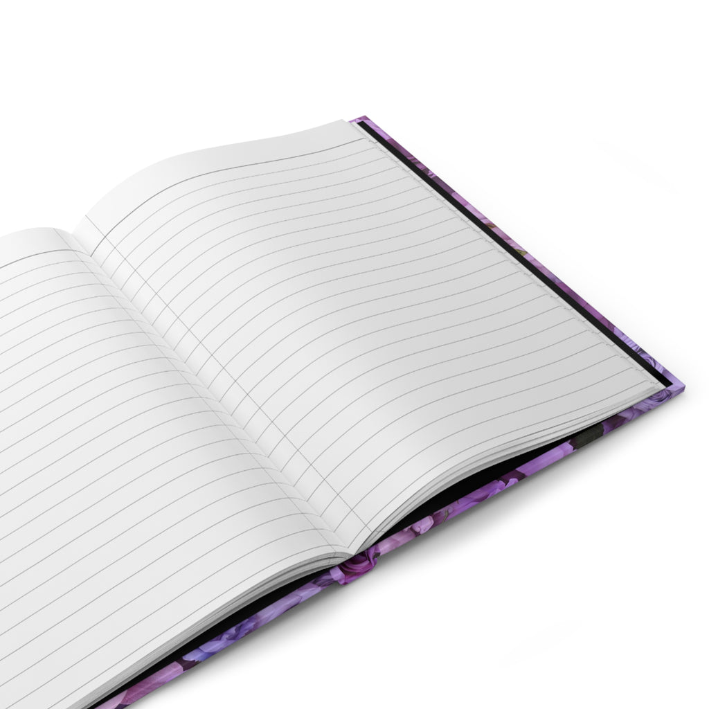 Lavender Floral Pattern Hardcover Journal | Purple Roses & Blooms