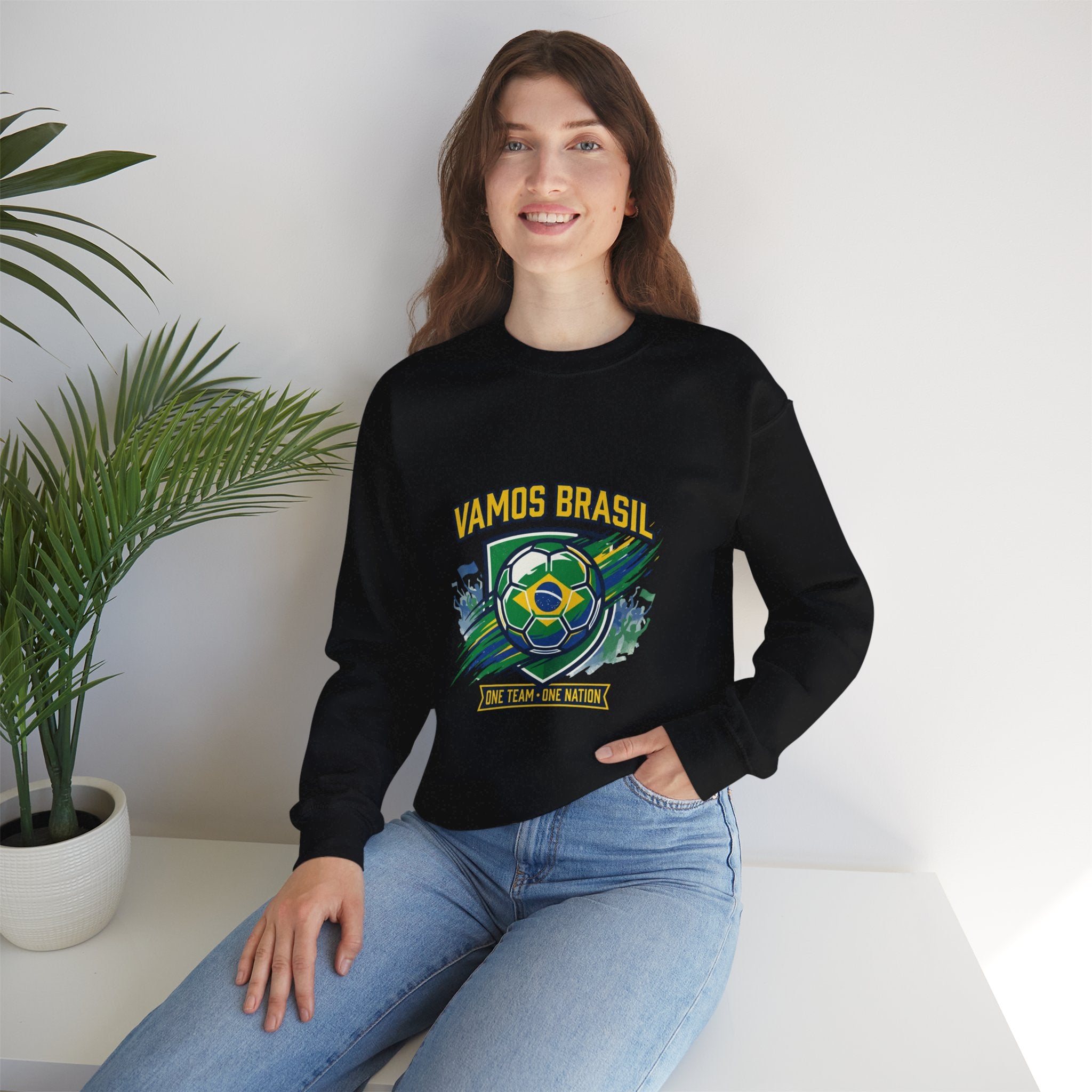 Vamos Brasil Crewneck Sweatshirt | Soccer Championship, Country Pride