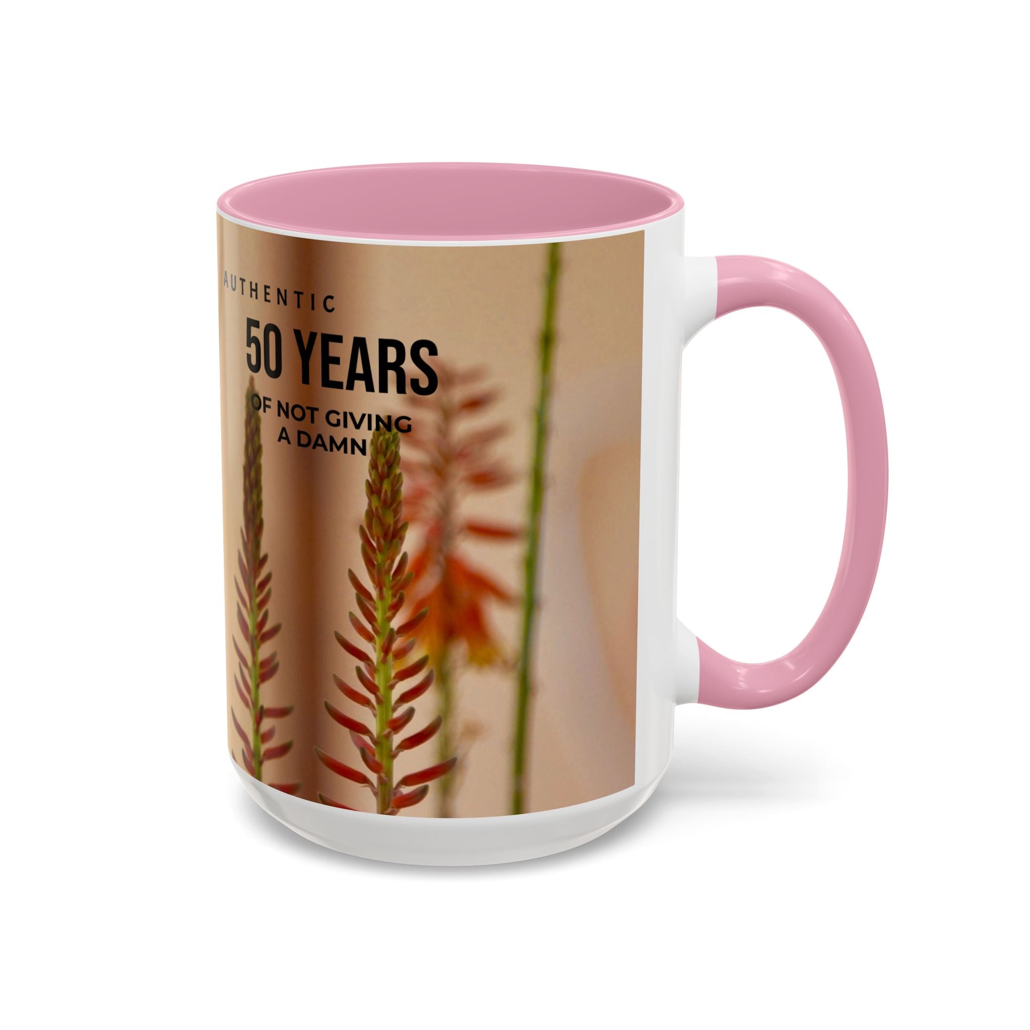 50 Years of Not Giving a Damn Mug — Vintage Floral Hummingbird Coffee Cup (11oz, 15oz)