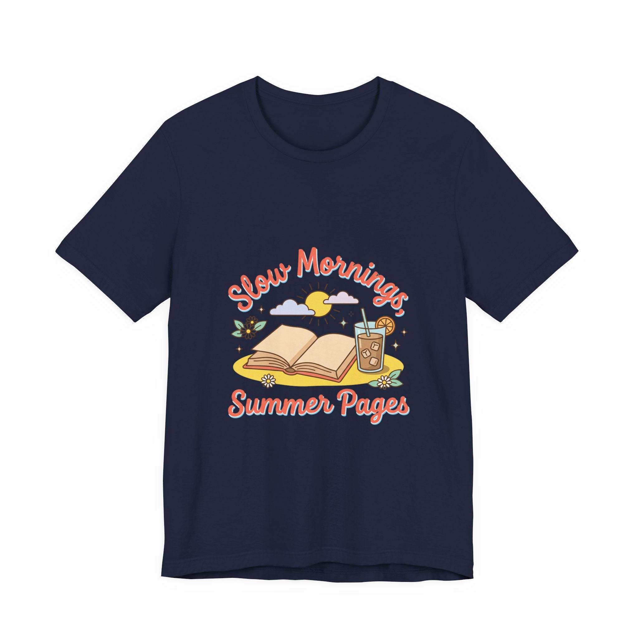 Slow Mornings Summer Pages Tee — Pastel Coastal Summer Shirt