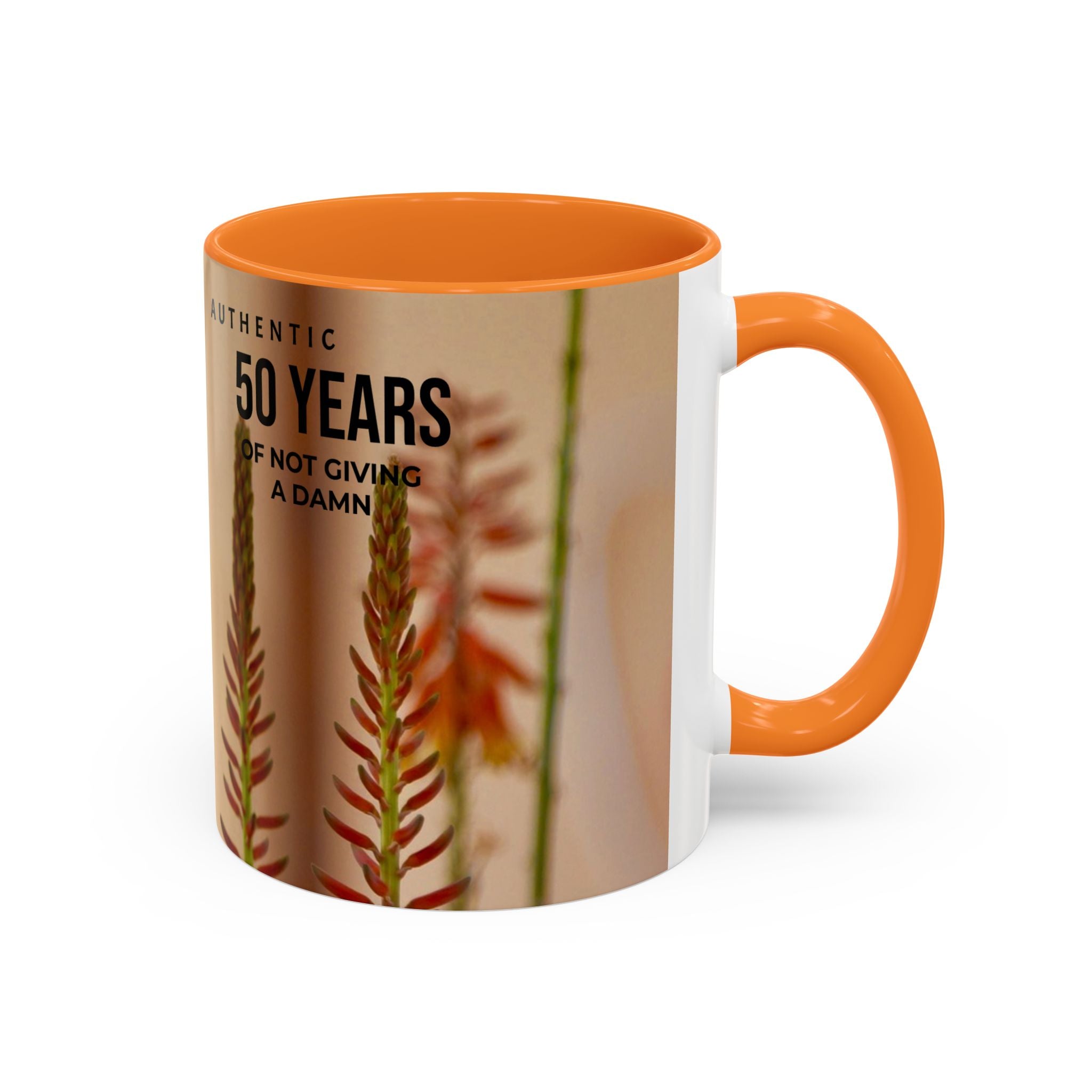 50 Years of Not Giving a Damn Mug — Vintage Floral Hummingbird Coffee Cup (11oz, 15oz)