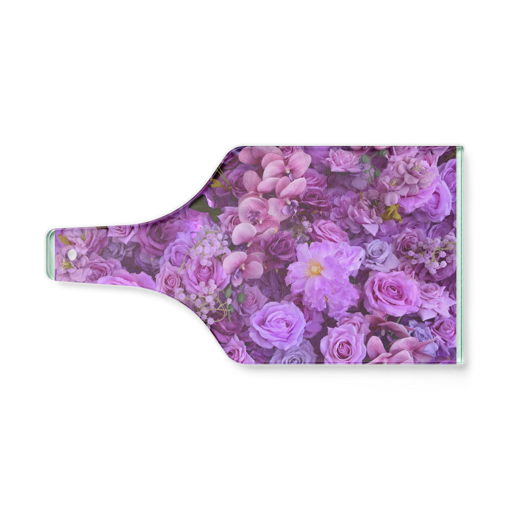 Floral Wine Bottle Cutting Board – Purple Rose Charcuterie Serving Board