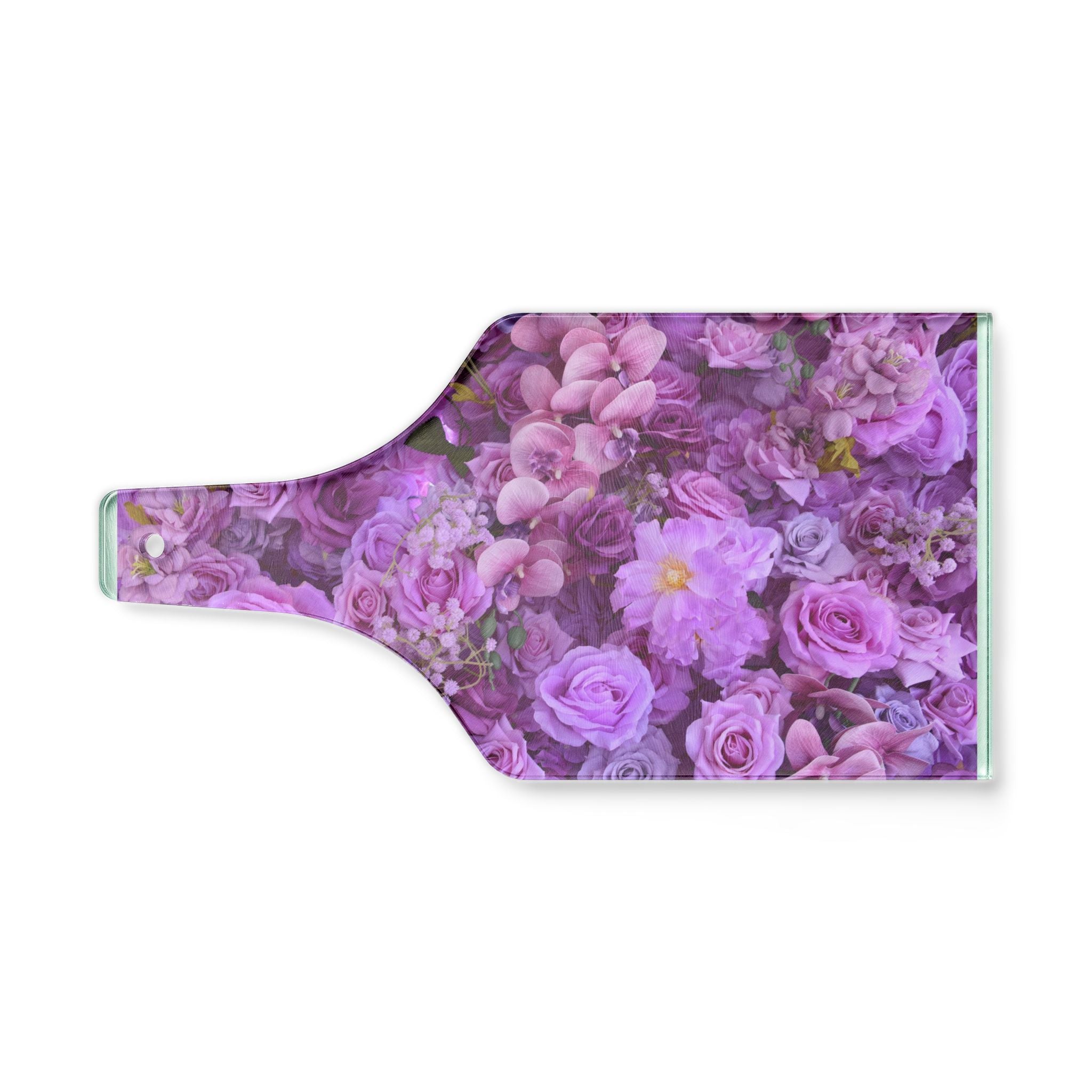 Floral Wine Bottle Cutting Board – Purple Rose Charcuterie Serving Board