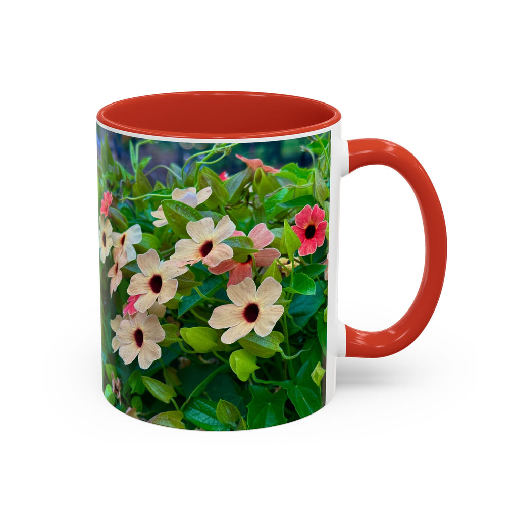 Floral Vinca Accent Coffee Mug — Pink & White Petunia Garden Design (11/15oz)