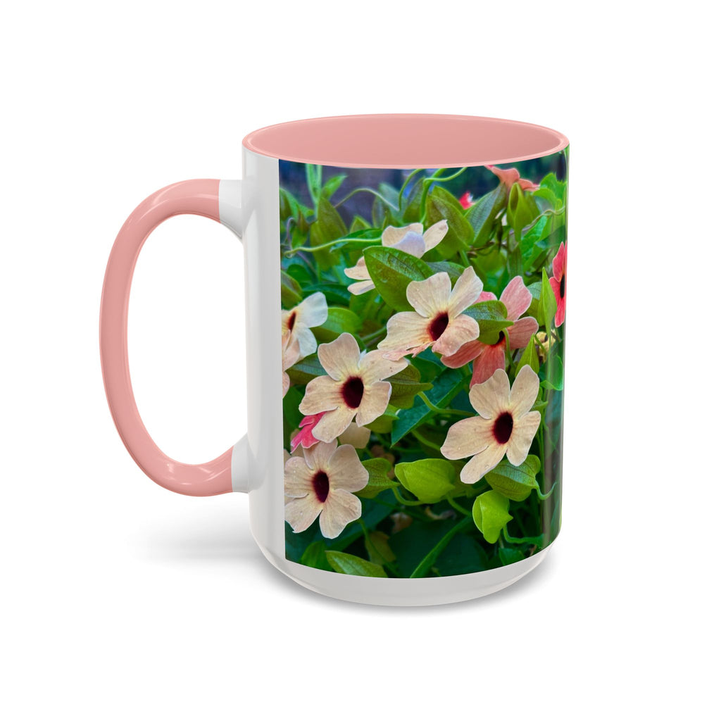 Floral Vinca Accent Coffee Mug — Pink & White Petunia Garden Design (11/15oz)