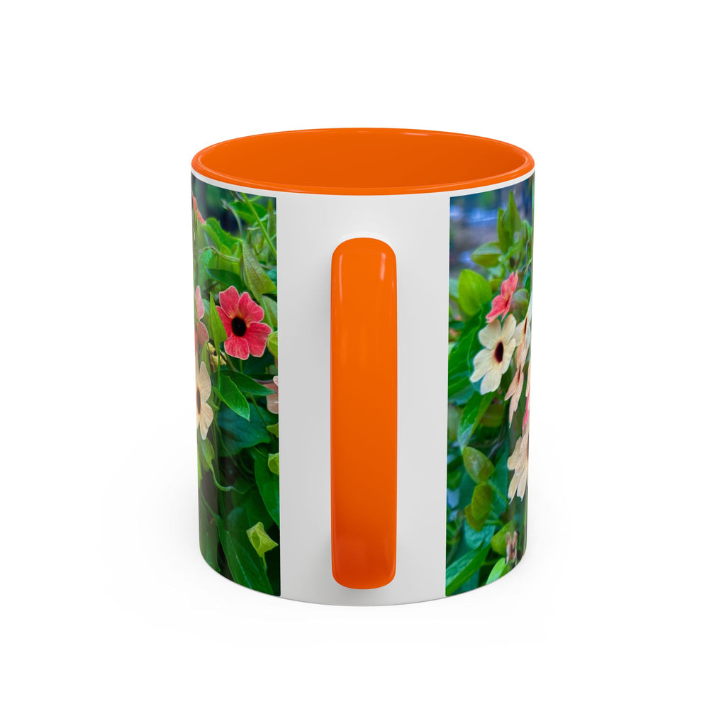 Floral Vinca Accent Coffee Mug — Pink & White Petunia Garden Design (11/15oz)