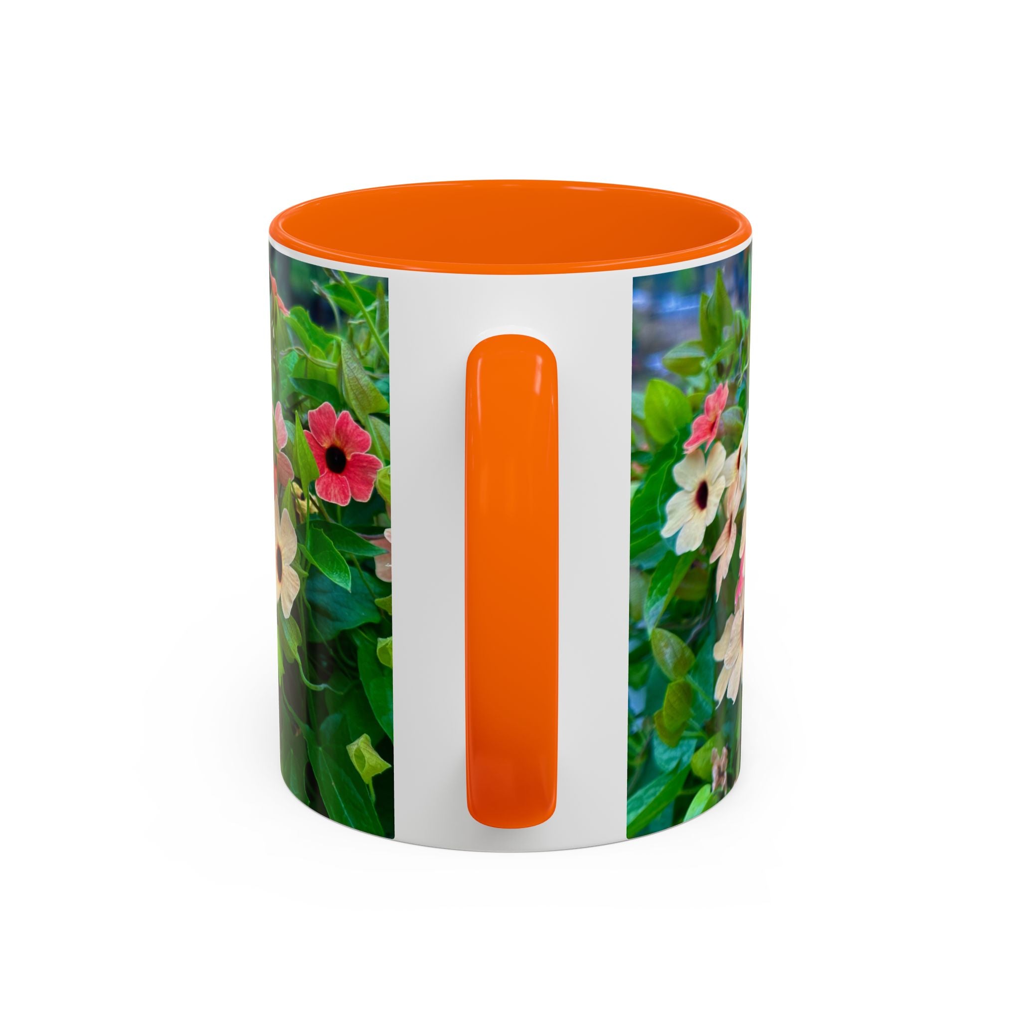 Floral Vinca Accent Coffee Mug — Pink & White Petunia Garden Design (11/15oz)