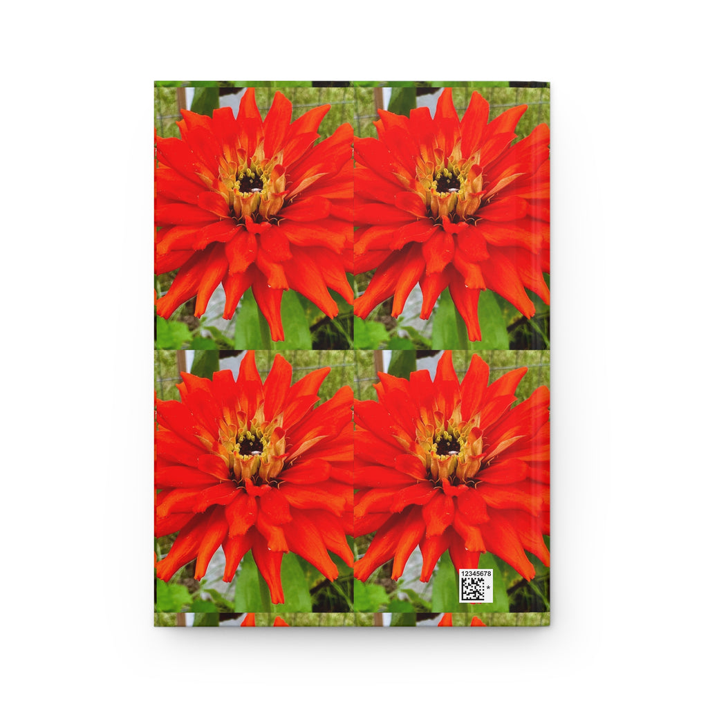Red Dahlia Hardcover Journal — Floral Notebook for Gardeners & Nature Lovers