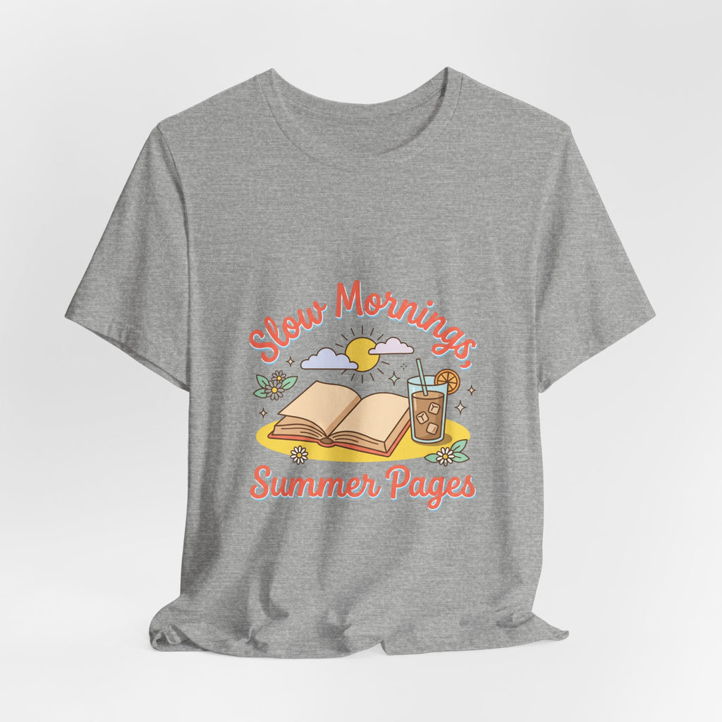 Slow Mornings Summer Pages Tee — Pastel Coastal Summer Shirt