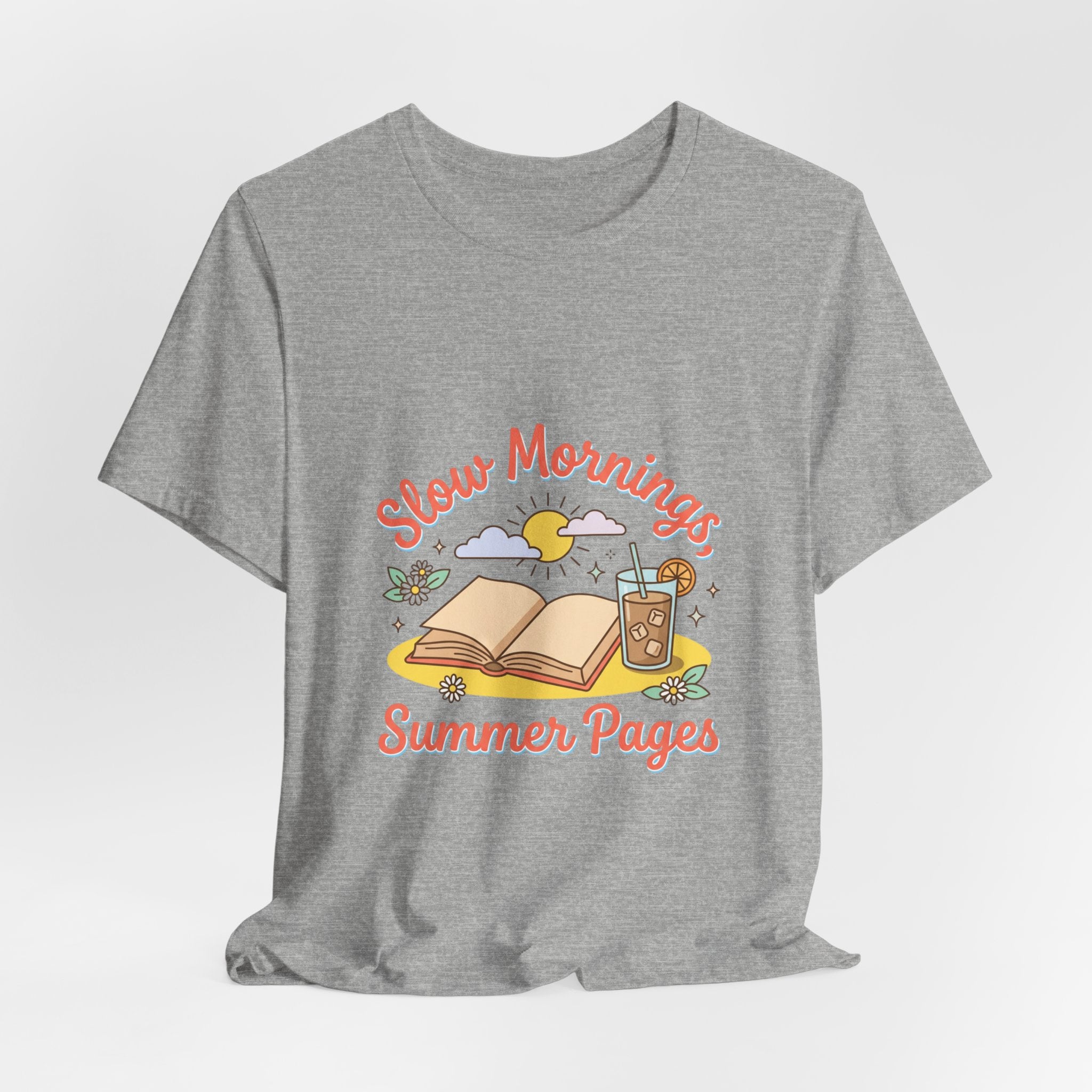 Slow Mornings Summer Pages Tee — Pastel Coastal Summer Shirt