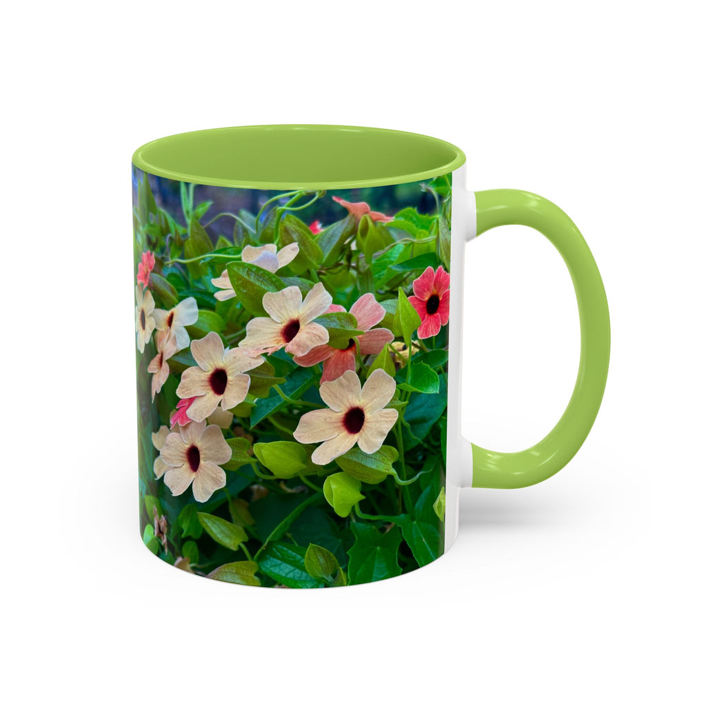 Floral Vinca Accent Coffee Mug — Pink & White Petunia Garden Design (11/15oz)