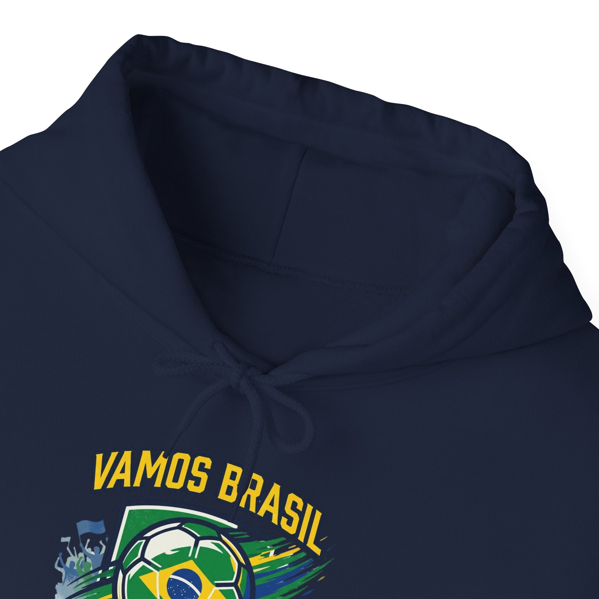 VAMOS BRASIL Retro Soccer Crest Hoodie — Brazil Flag Country Pride