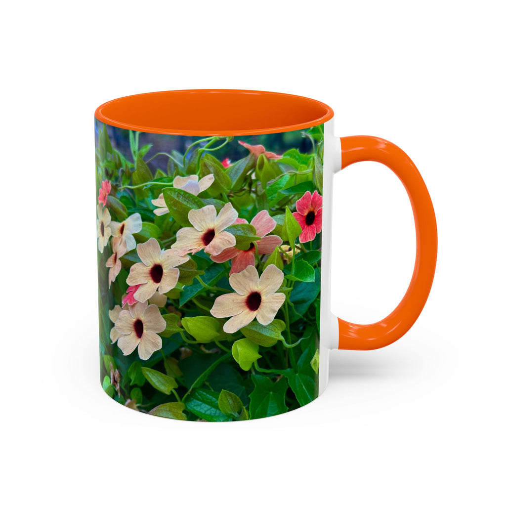 Floral Vinca Accent Coffee Mug — Pink & White Petunia Garden Design (11/15oz)