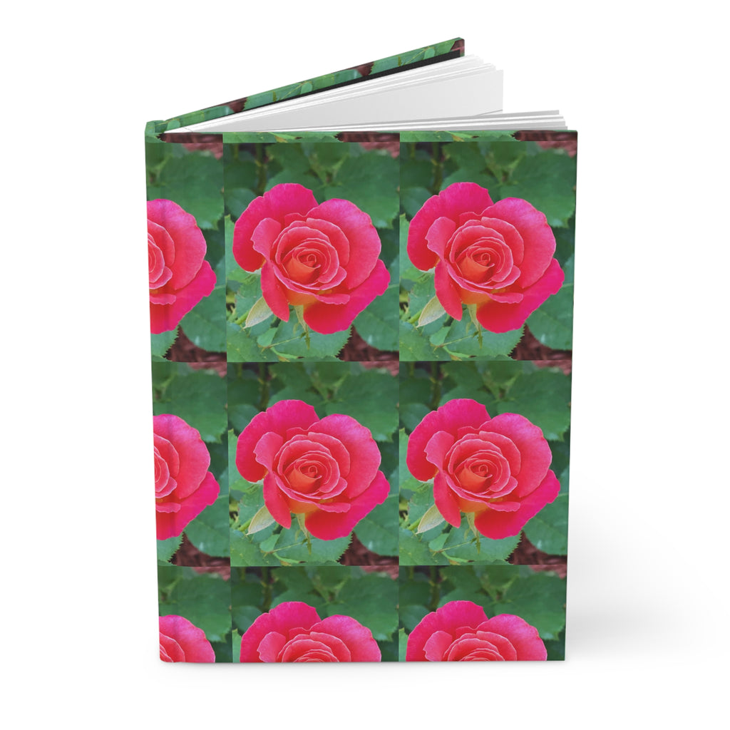 Pink Rose Pattern Hardcover Journal — Floral Notebook for Writing, Gifts & Gardeners