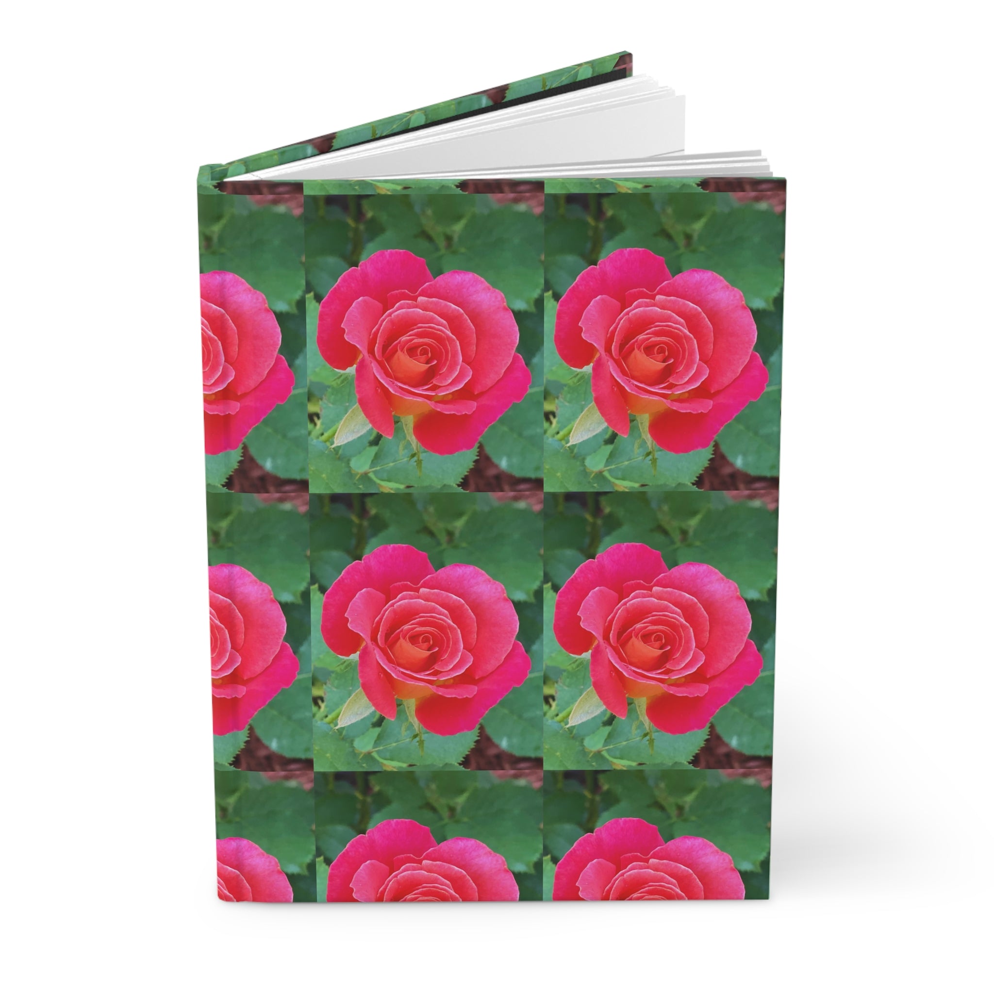 Pink Rose Pattern Hardcover Journal — Floral Notebook for Writing, Gifts & Gardeners