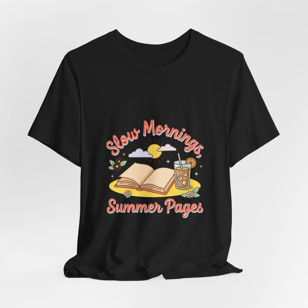 Slow Mornings Summer Pages Tee — Pastel Coastal Summer Shirt