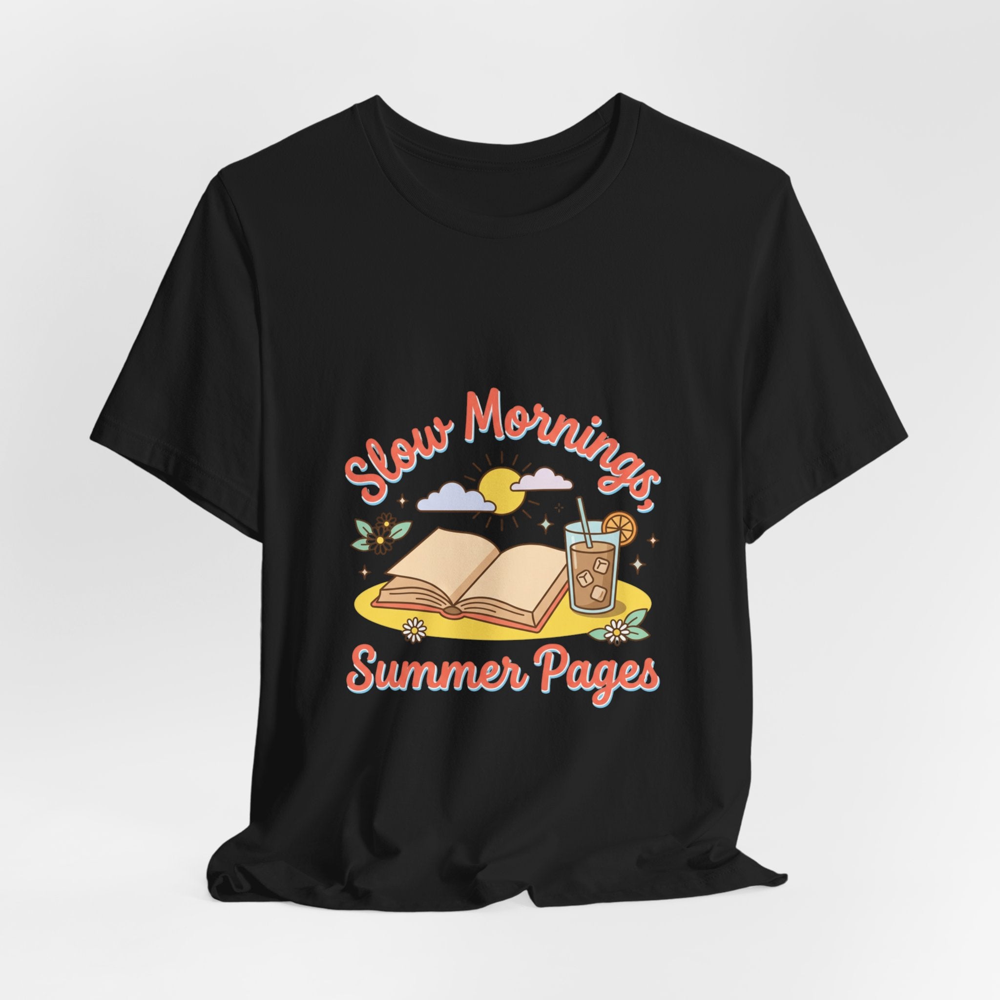 Slow Mornings Summer Pages Tee — Pastel Coastal Summer Shirt