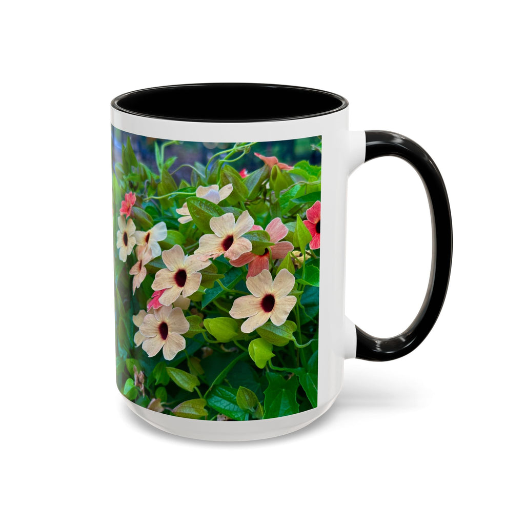 Floral Vinca Accent Coffee Mug — Pink & White Petunia Garden Design (11/15oz)
