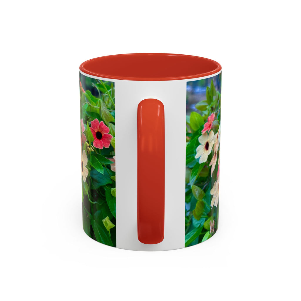 Floral Vinca Accent Coffee Mug — Pink & White Petunia Garden Design (11/15oz)