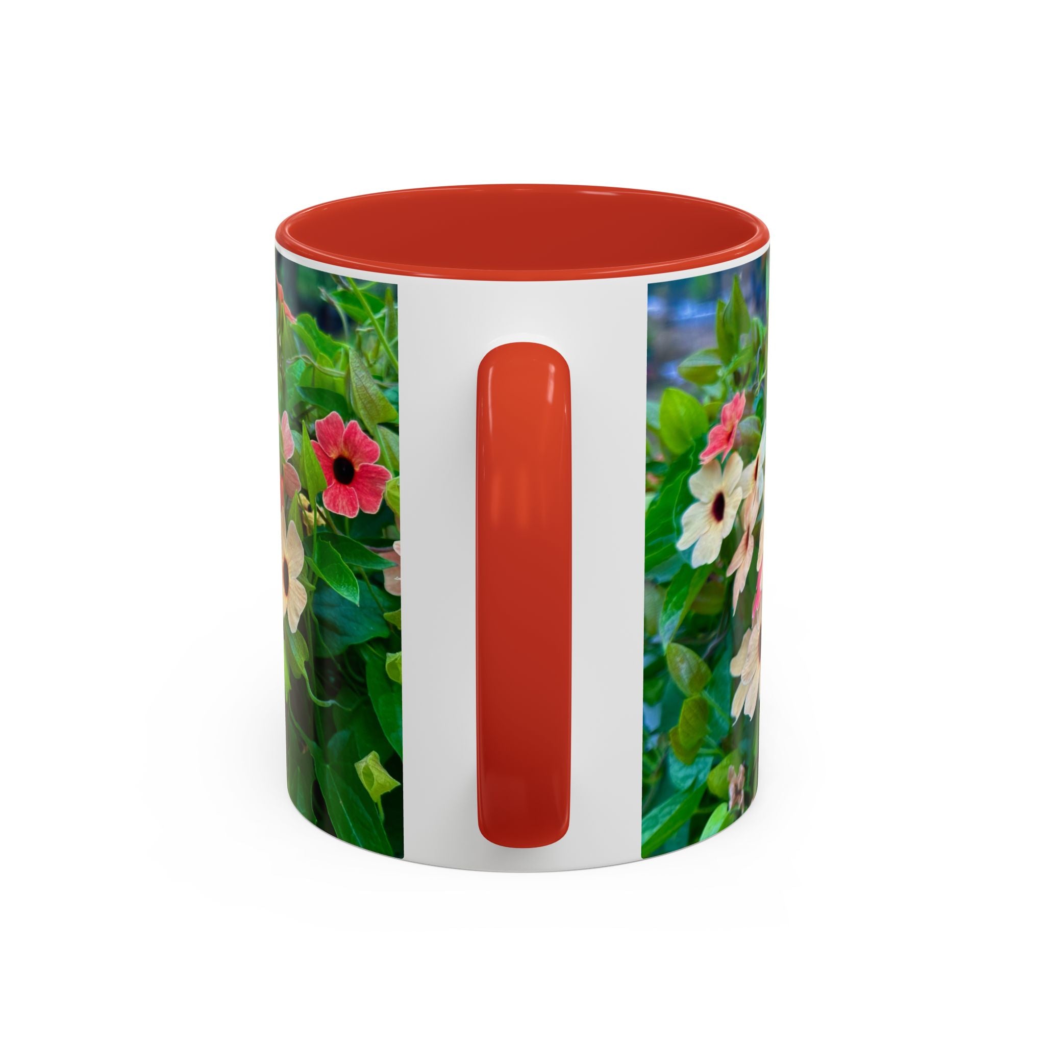 Floral Vinca Accent Coffee Mug — Pink & White Petunia Garden Design (11/15oz)