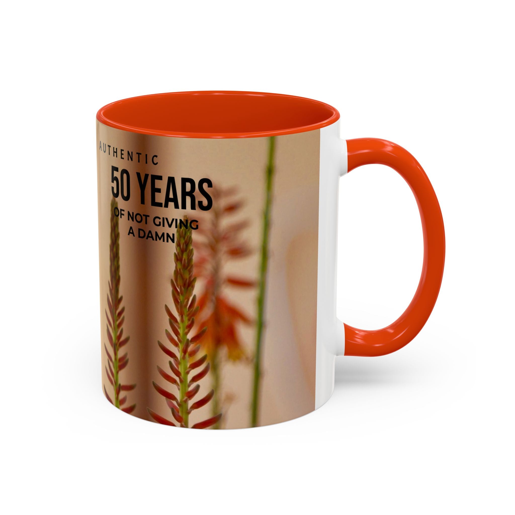 50 Years of Not Giving a Damn Mug — Vintage Floral Hummingbird Coffee Cup (11oz, 15oz)