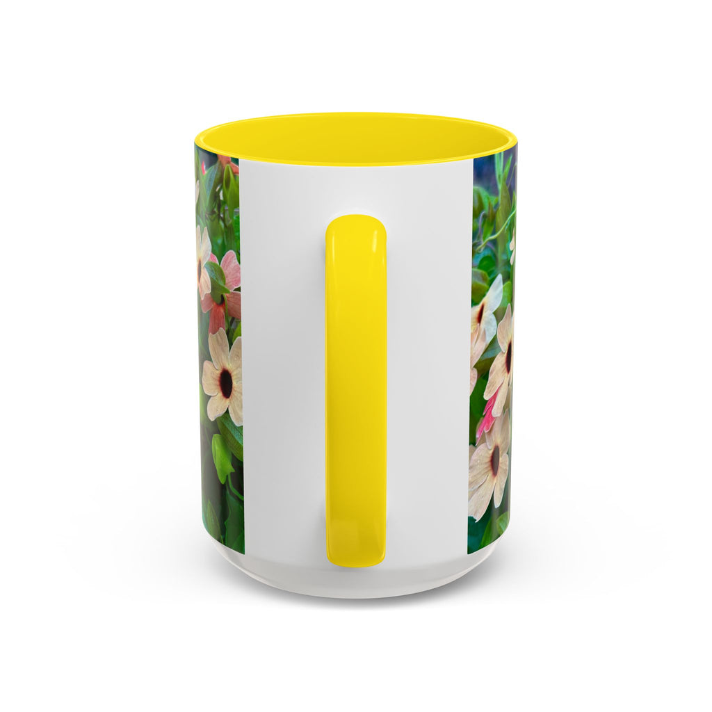 Floral Vinca Accent Coffee Mug — Pink & White Petunia Garden Design (11/15oz)