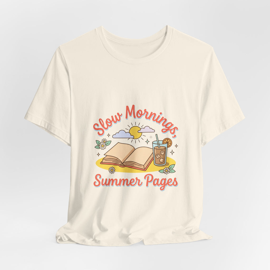 Slow Mornings Summer Pages Tee — Pastel Coastal Summer Shirt