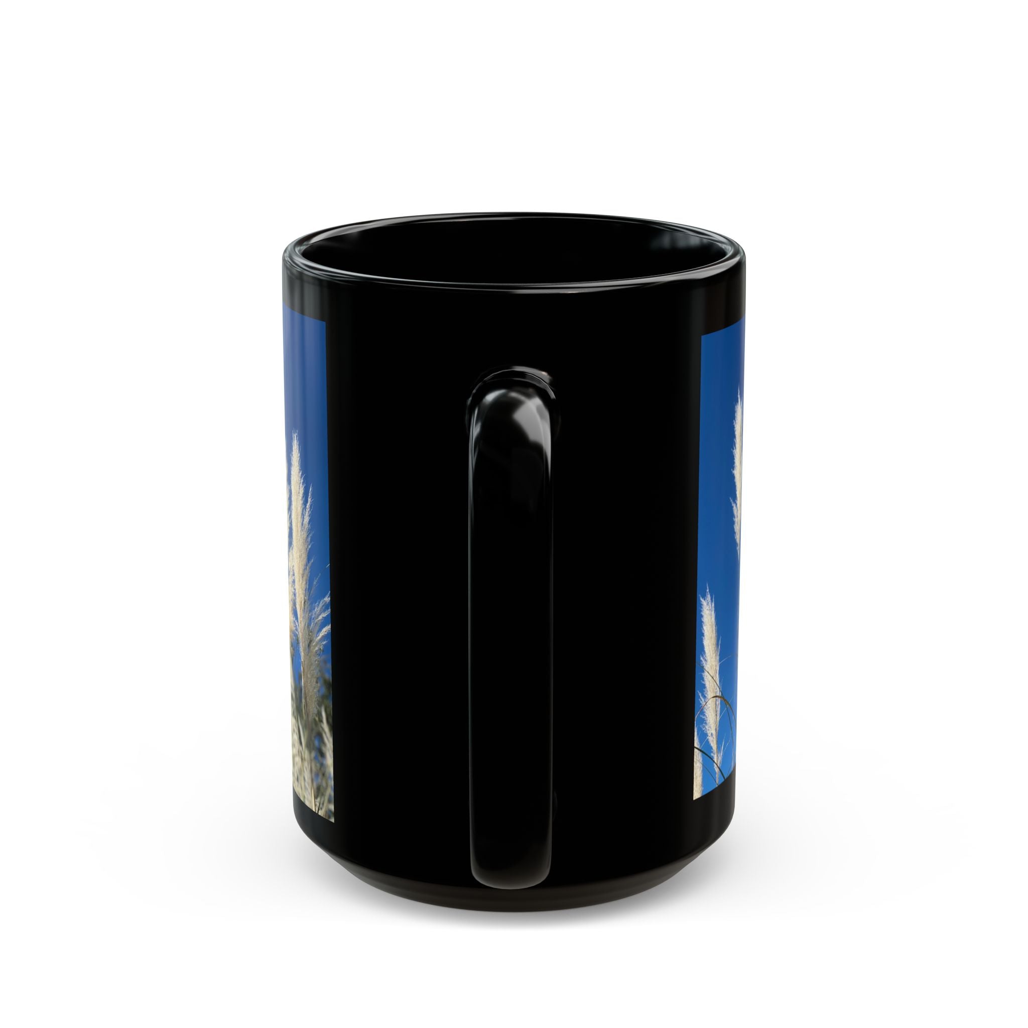 Progress Over Perfection Mug — Motivational Black Coffee Cup with Pampas Grass Design (11oz/15oz)