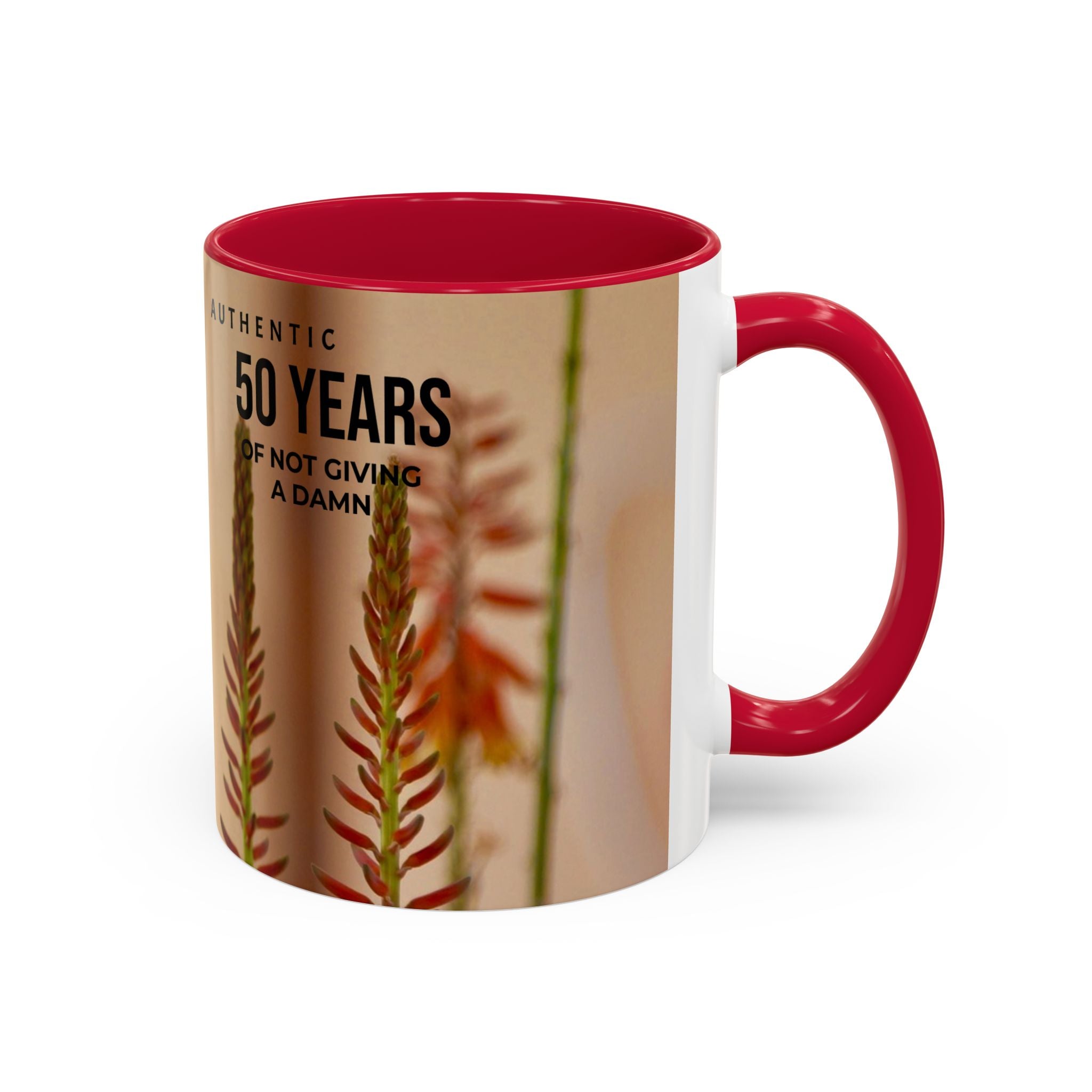 50 Years of Not Giving a Damn Mug — Vintage Floral Hummingbird Coffee Cup (11oz, 15oz)