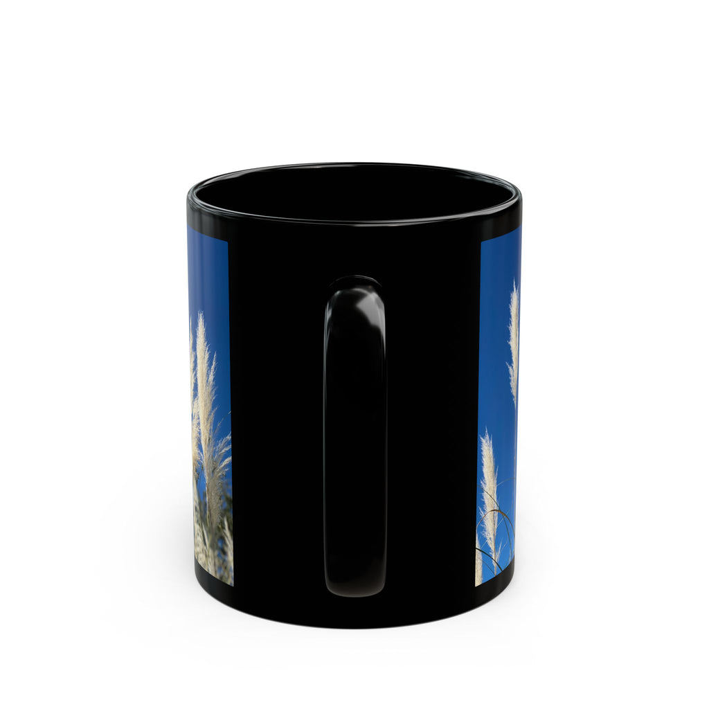 Progress Over Perfection Mug — Motivational Black Coffee Cup with Pampas Grass Design (11oz/15oz)