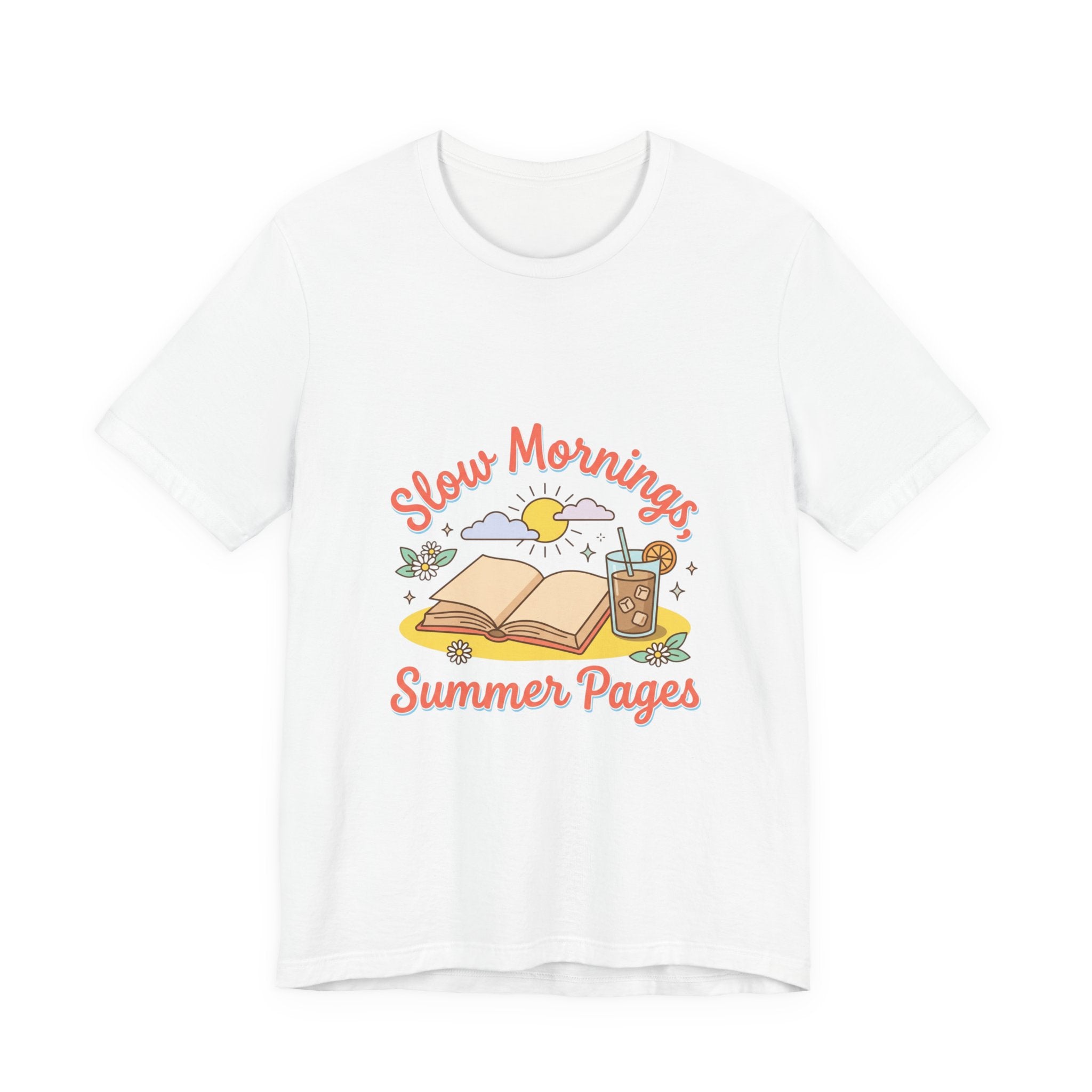 Slow Mornings Summer Pages Tee — Pastel Coastal Summer Shirt