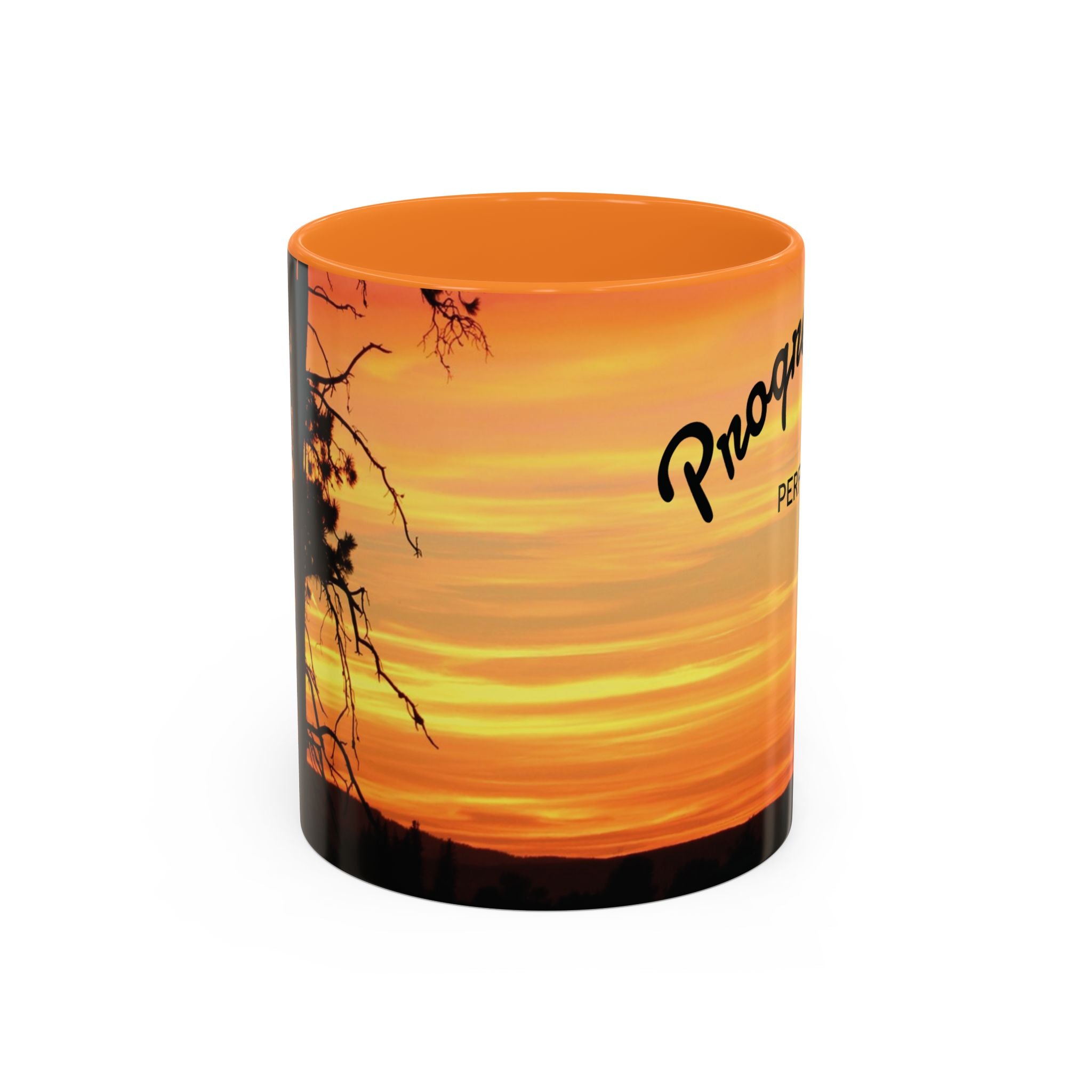Progress Over Perfection Sunset Mug — Rural NE Oregon Motivational Coffee Cup (11oz/15oz)
