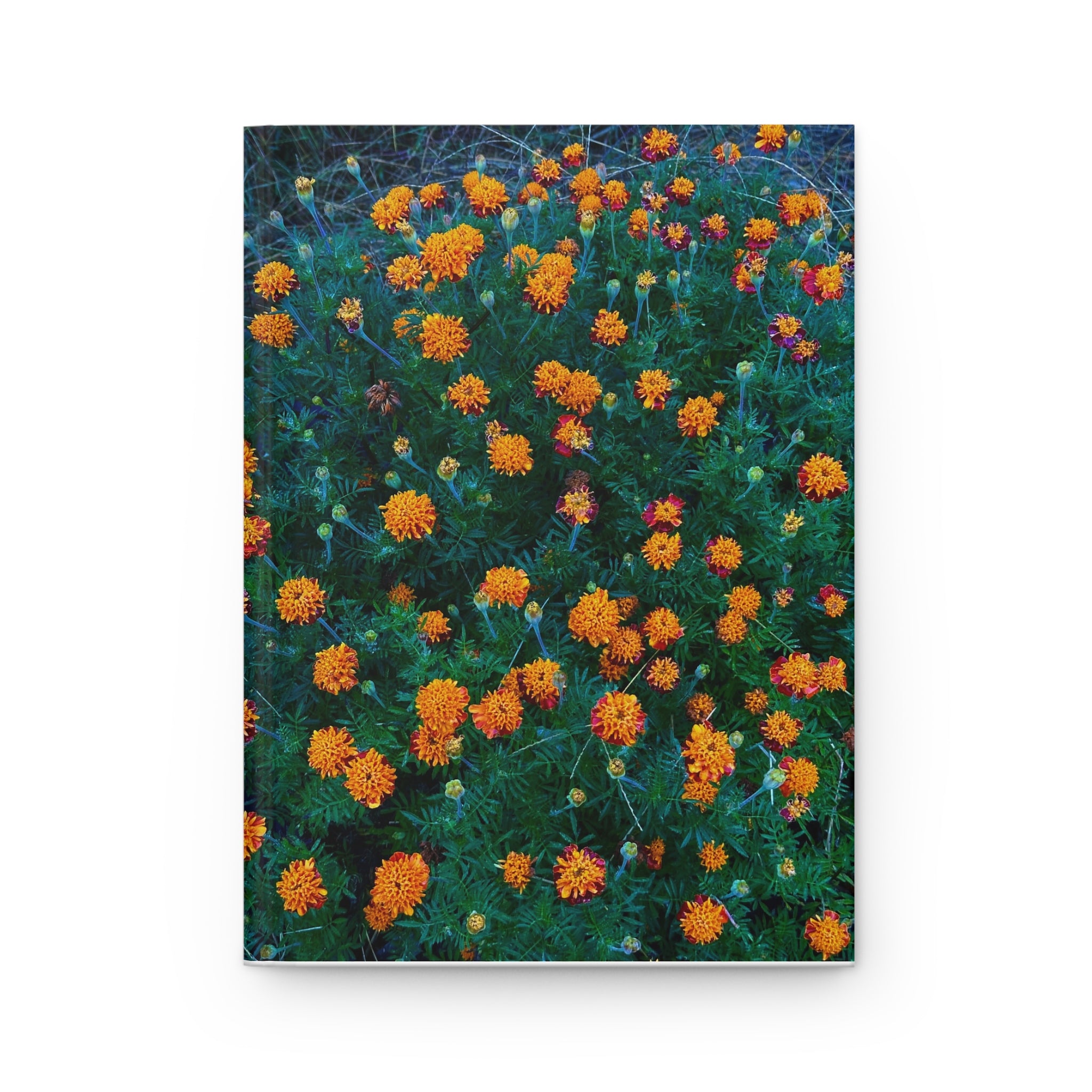 Hardcover Journal — Vibrant Orange Marigold Floral Notebook
