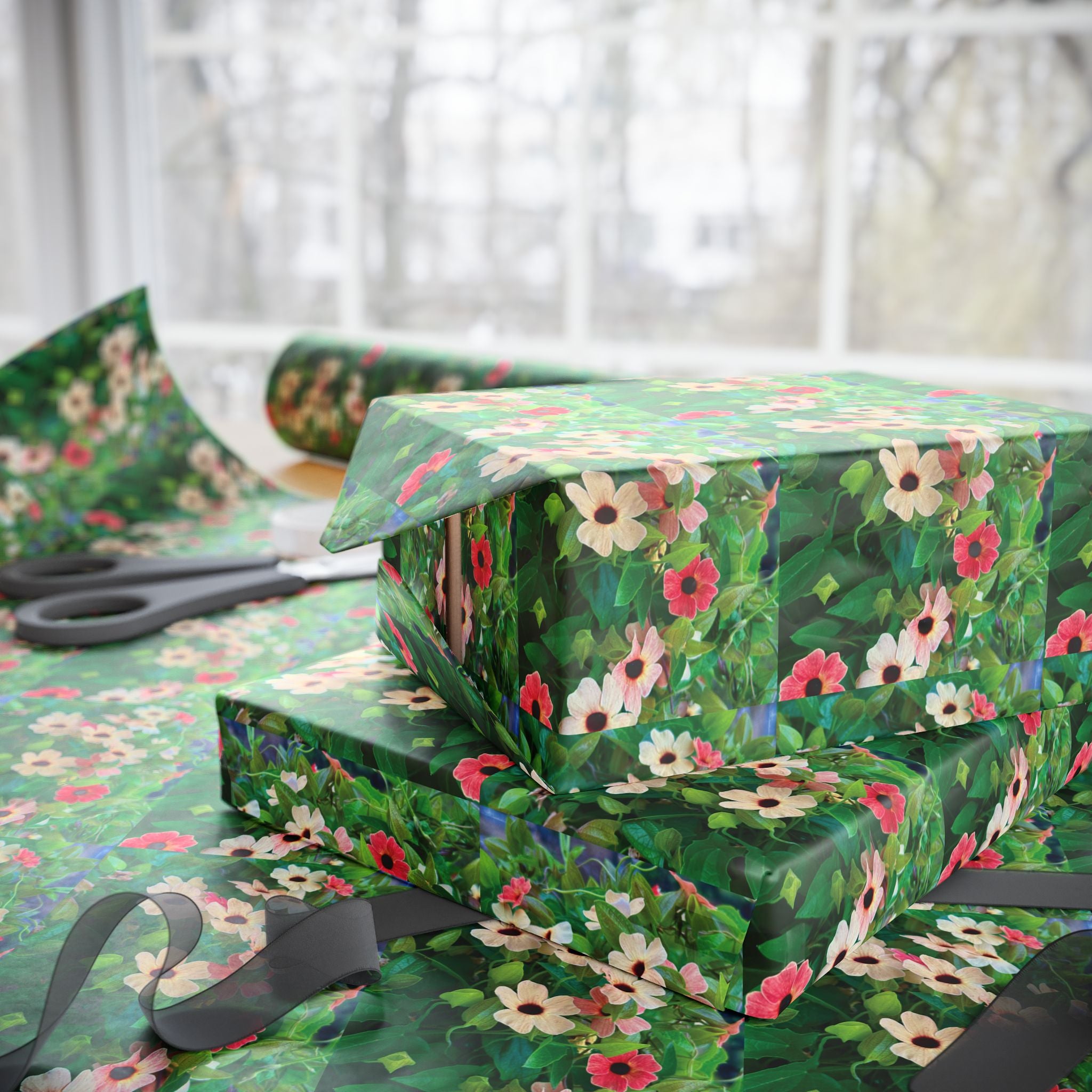 Wrapping Paper — Black Eyed Susan Vine African Sunset Gift Wrap Roll