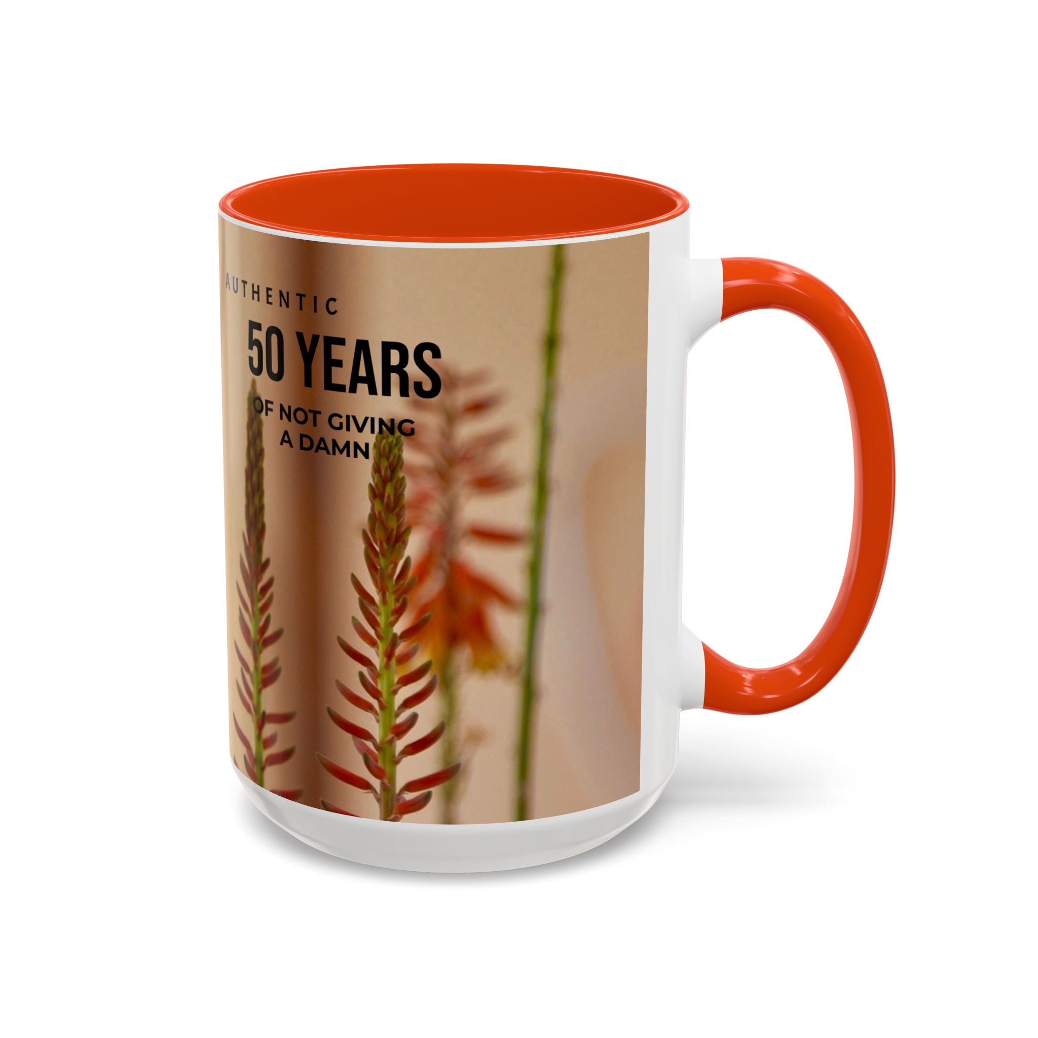 50 Years of Not Giving a Damn Mug — Vintage Floral Hummingbird Coffee Cup (11oz, 15oz)