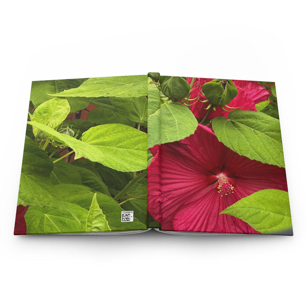 Floral Hibiscus Hardcover Journal — Bold Red Bloom Notebook