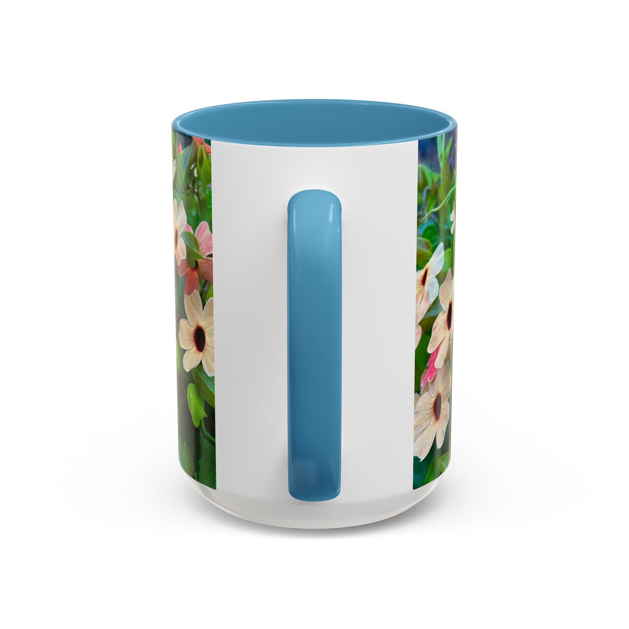 Floral Vinca Accent Coffee Mug — Pink & White Petunia Garden Design (11/15oz)