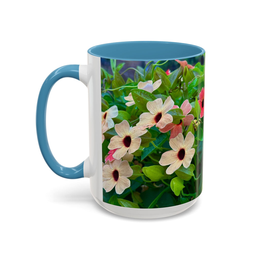 Floral Vinca Accent Coffee Mug — Pink & White Petunia Garden Design (11/15oz)